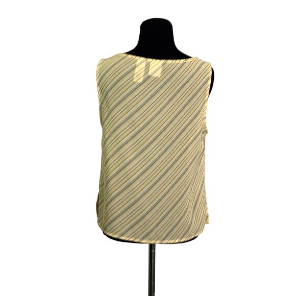 Liz Claiborne yellow striped sleeveless semi sheer blouse size 6 - Picture 8 of 10